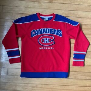 MightyMac Montreal Canadiens NHL Red Blue Pullover Sweatshirt Youth Medium 10-12